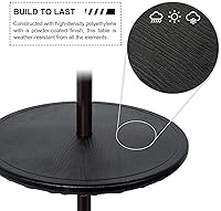 Vista 6 de Sundale Outdoor Mesa de sombrilla ajustable, bandeja de mesa redonda portátil con agujero para paraguas, para playa, patio, jardín, piscina, 20