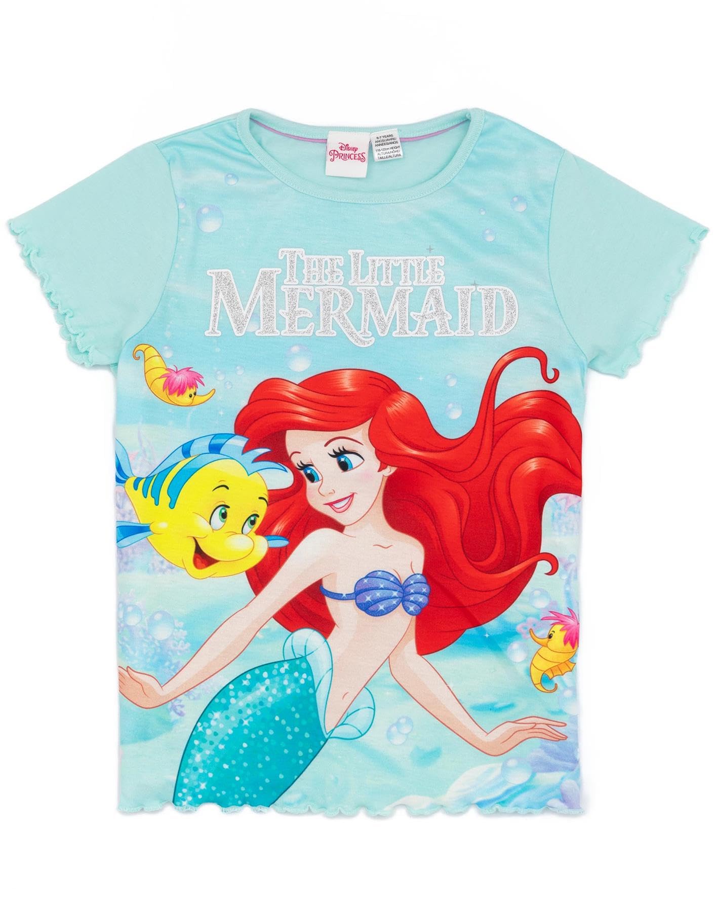 Disney Pigiama Sirenetta | Blu T-Shirt Manica Corta & Shorts Loungewear Pigiami per Bambini | Ariel & Flounder Abbigliamento da Notte da Sirena Subacquea | Movie Pigiama Pigiame Pigiameria