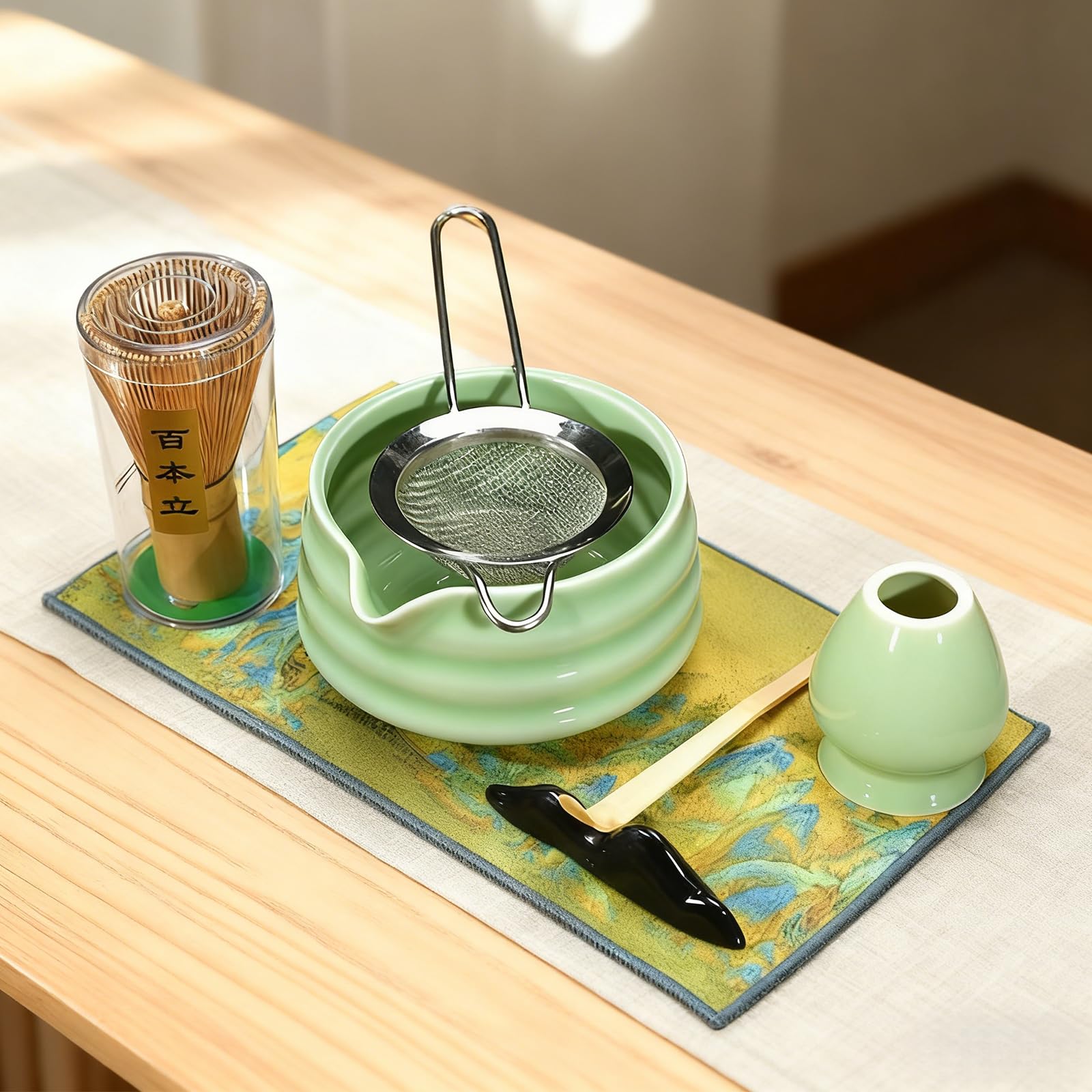 Amazon | EatnMgan 抹茶 セット 茶道 茶道具 7点セット 抹茶碗付き