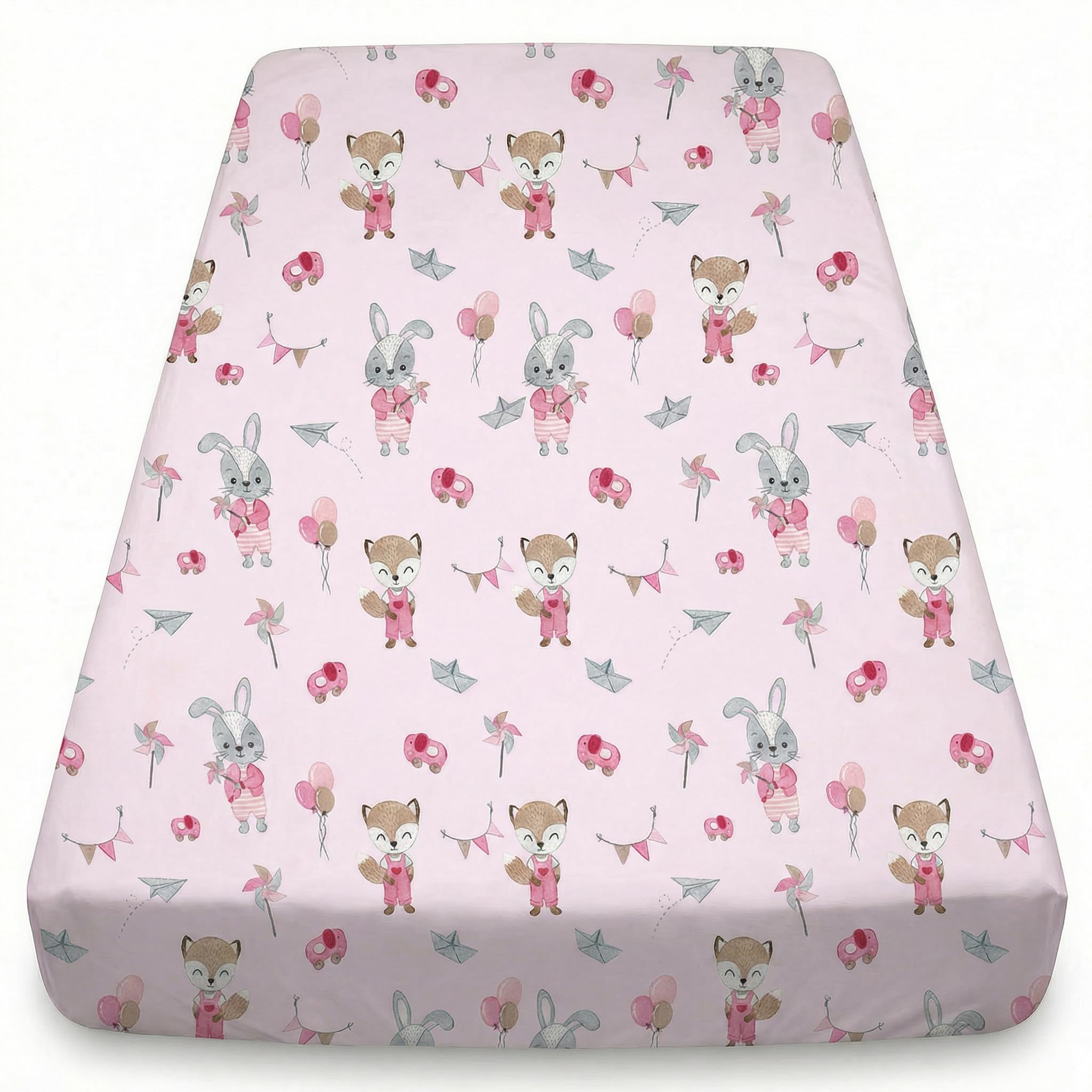 BABYSAFE Cot Bed Fitted Sheet 100% Cotton, Soft Breathable Fitted Cot Sheet for Baby Boys & Girls, OEKO-TEX Certified, Elasticated Corners, 120 x 60 cm & 140 x 70 cm, Single, Made in Europe