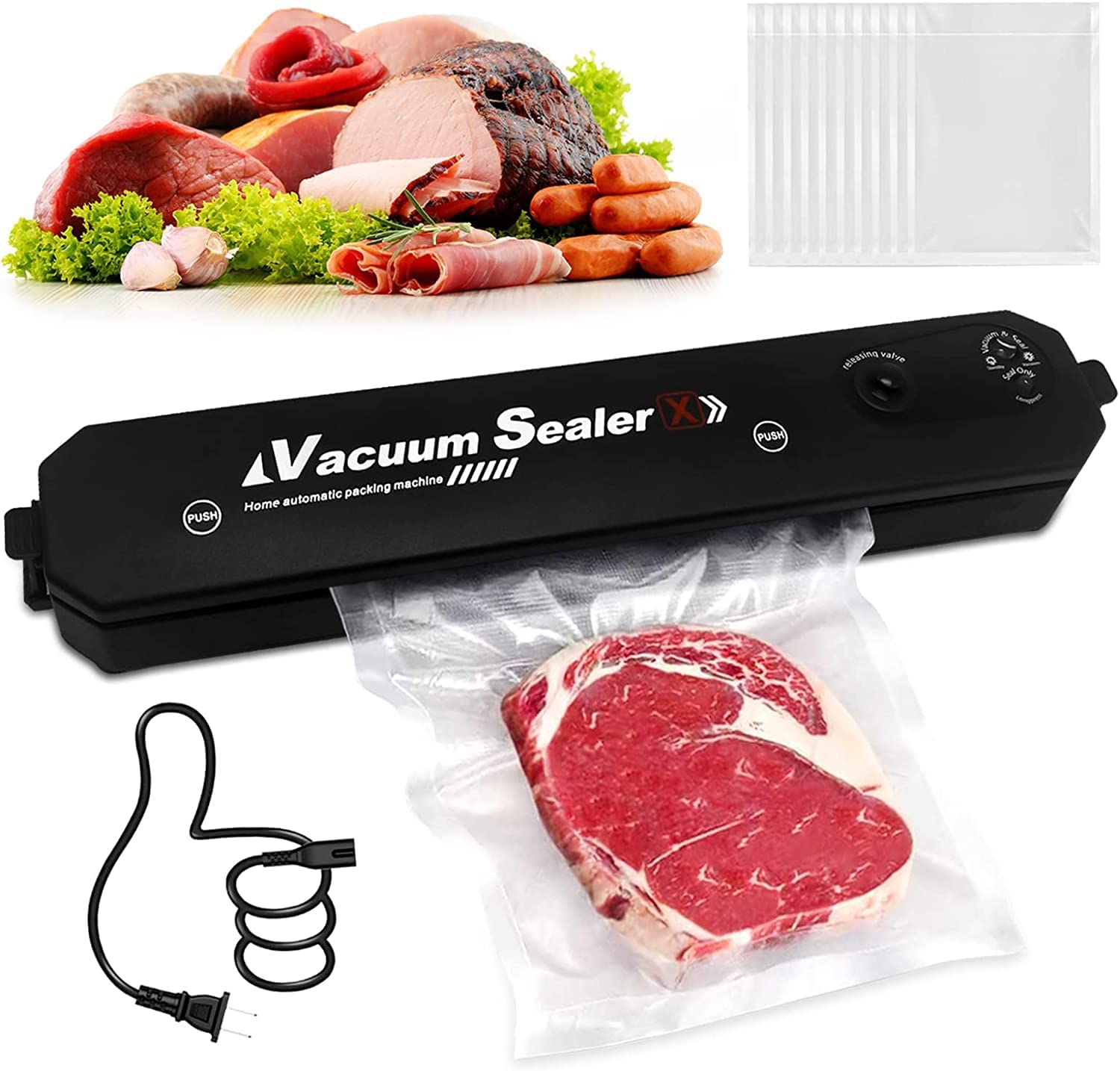 HELLION Ever 2in1 Electric Vacuum Sealer for Food Storage | Home Automatic Packing Sealing Machine | Kitchen Fresh Keeping food sealer Dry Moist Air sealing system with 10 food Bags (Black-1Pcs)-image-42