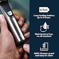 Vista 4 de Norelco Philips Multigroom serie 7000, recortadora todo en uno, recortadora de barba y cortapelos, kit de aseo para hombres de 19 piezas para barba