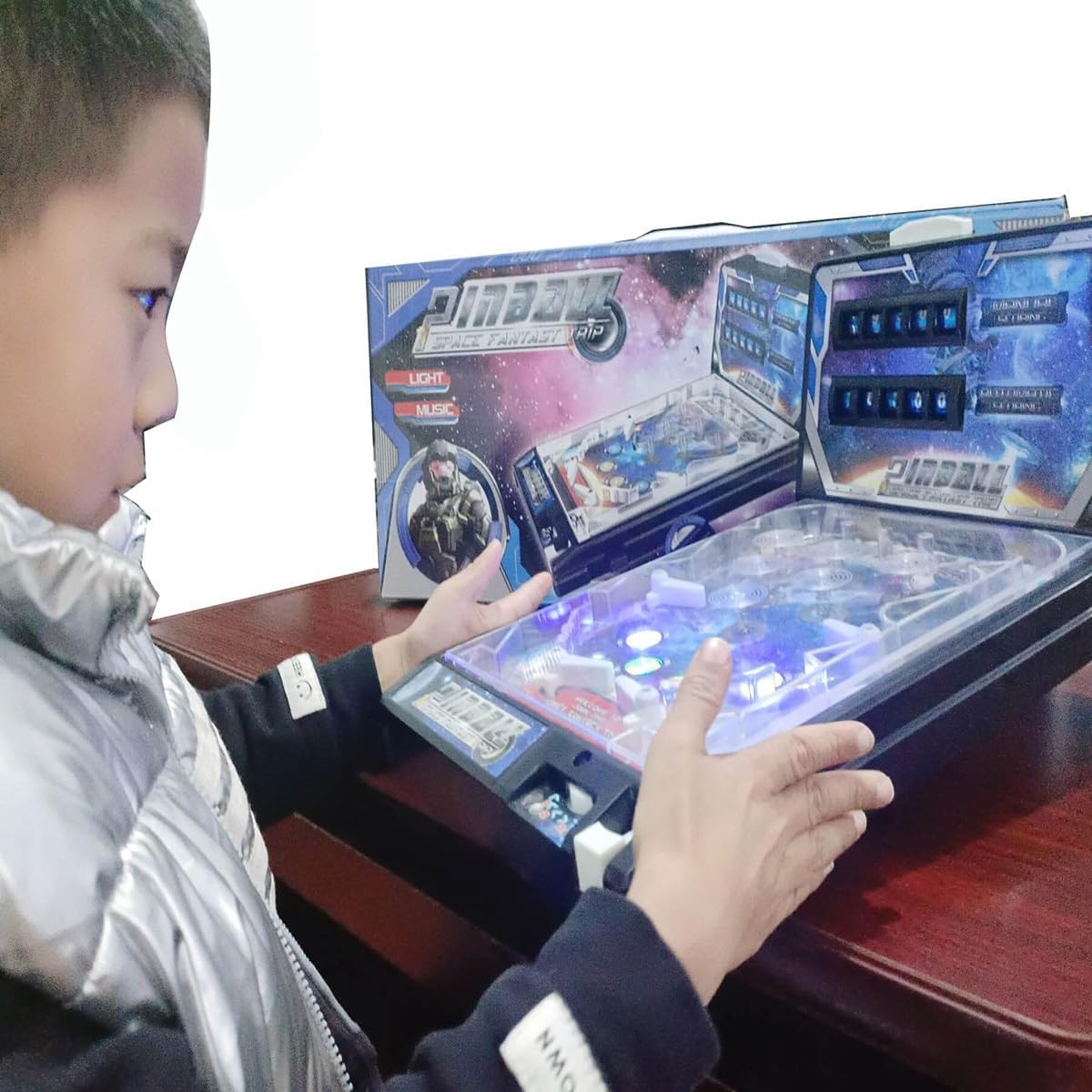 Electronic Table Pinball Machine, Portable Pinbafall Game Toys with Scoreboard, LED Light and Sound Effects, for 4 Year Olds Plus Great Christmas