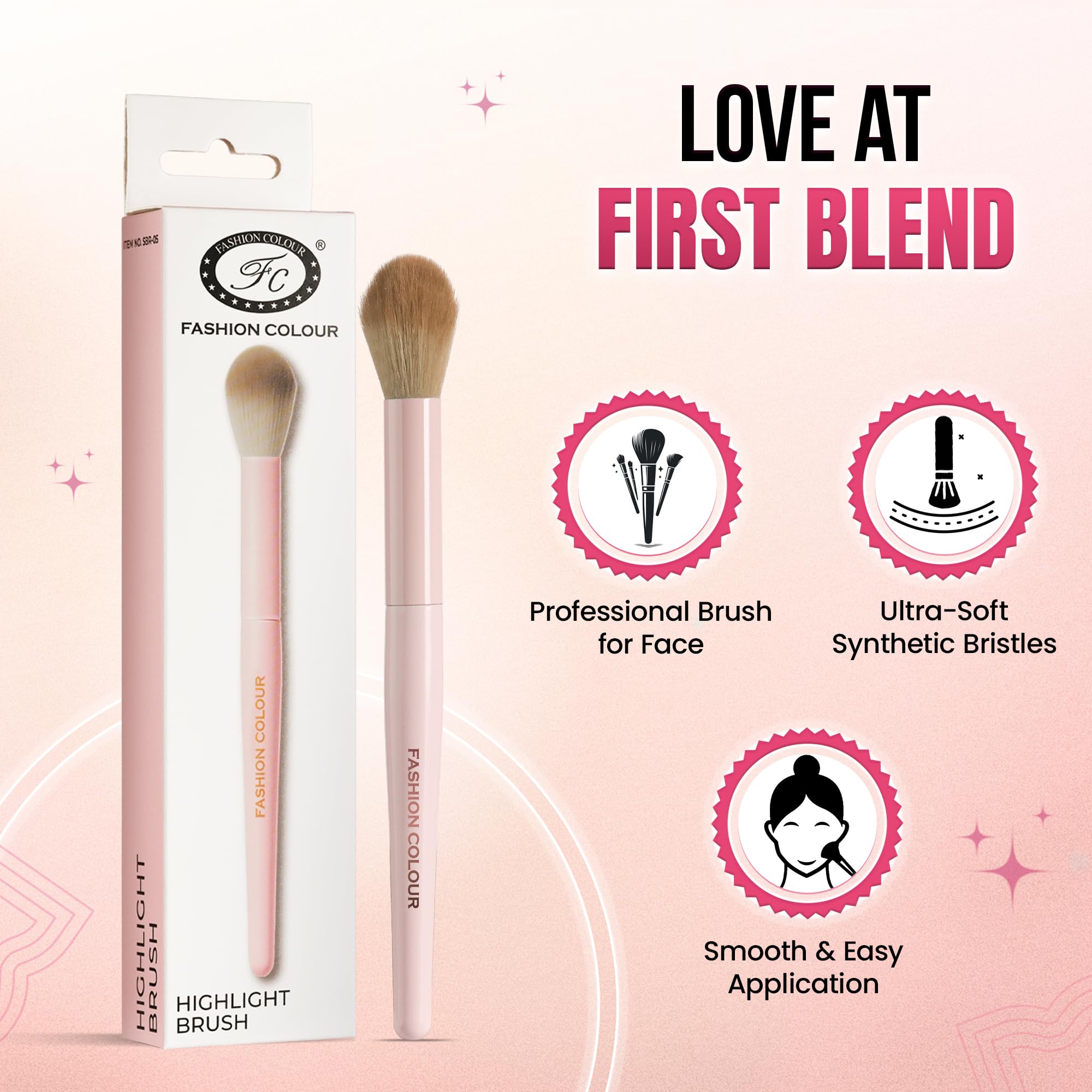 Fashion Colour Highlight Makeup Brush – Precision Highlighter Brush for Powder & Glow Makeup – Soft Tapered Fan Style Brush for Cheekbones, Nose & Brow Highlight – Professional Cosmetic Beauty Tool 4