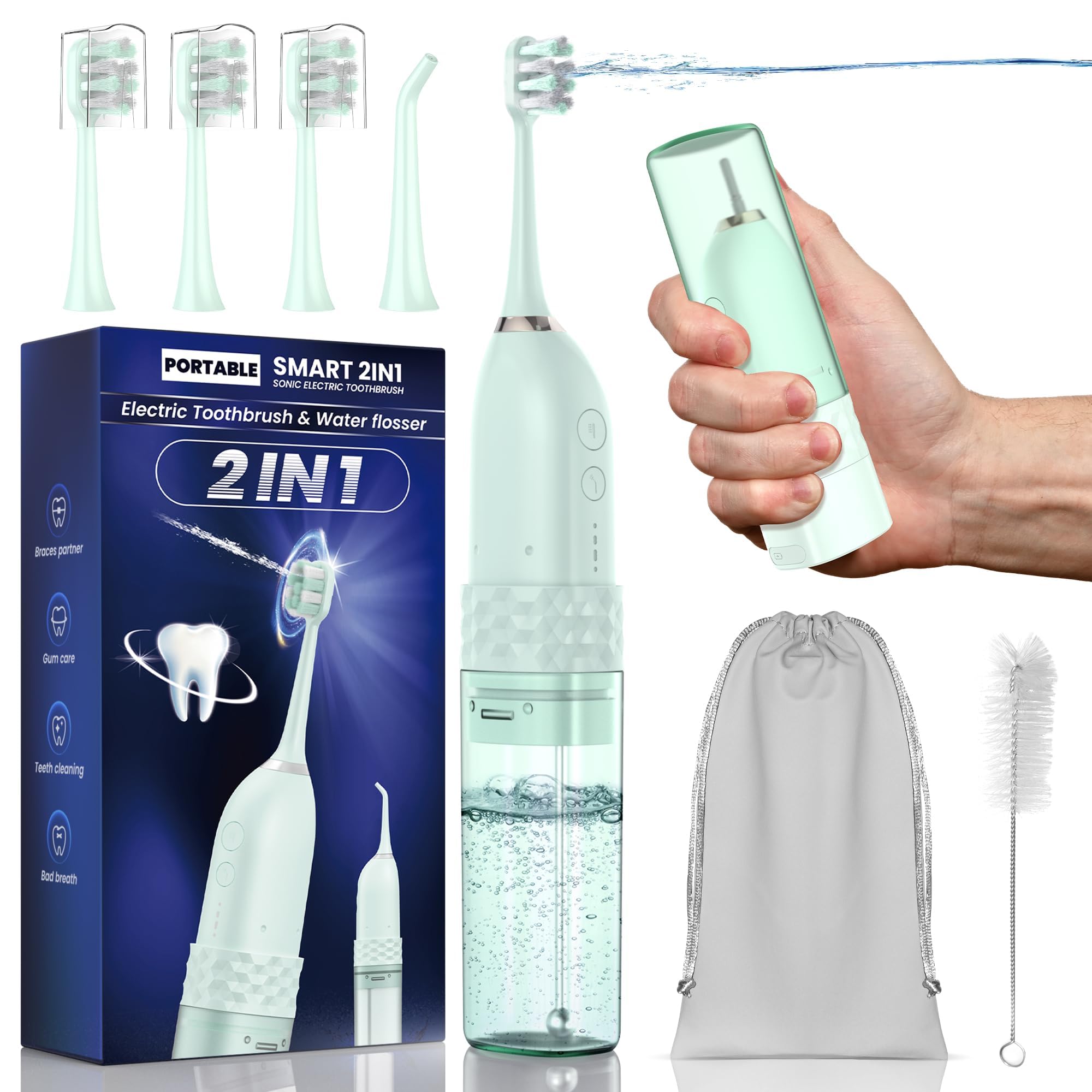 Brosse à dents de voyage avec bouteille d'eau intégrée - 8