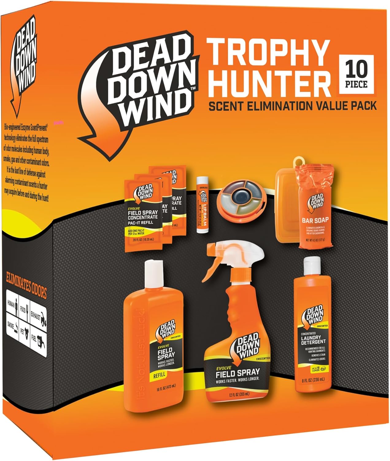 DEAD DOWN WIND Trophy Hunter Scent Eliminator, 10 Piece Kit