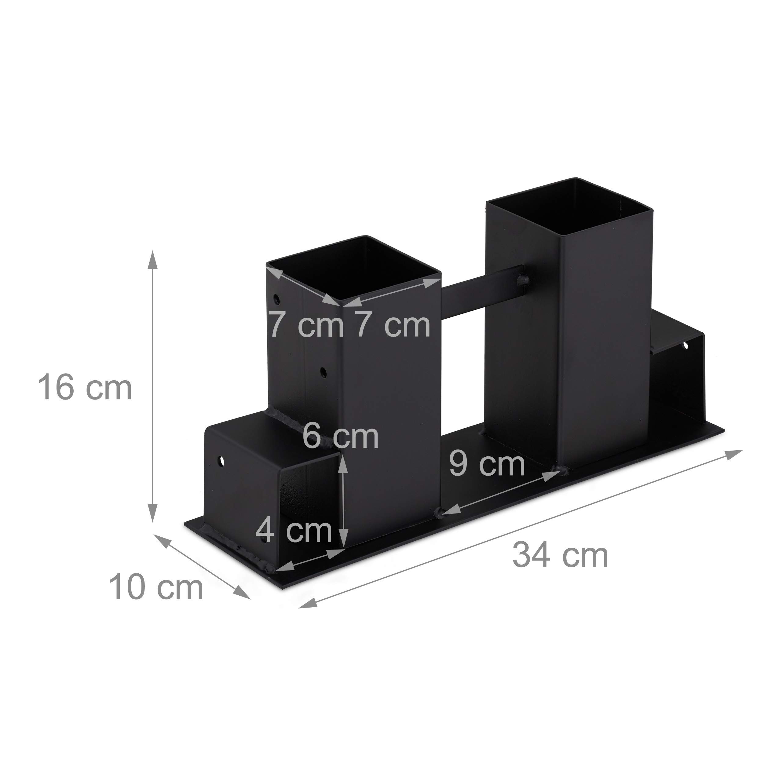 Relaxdays 6 x Support de Rangement pour Bois, étagère à Bois à Assembler soi-même pour Bois équarri, Acier revêtu, Noir, en lot