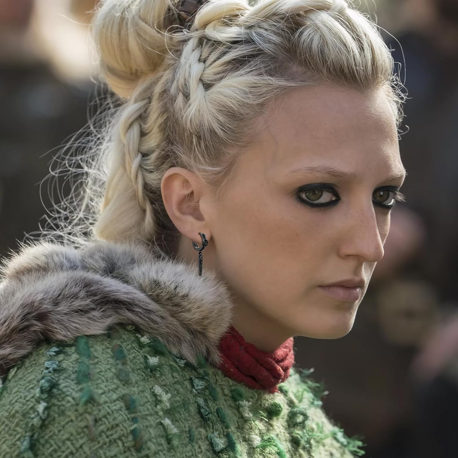 Gothic Punk Black Viking Runes/Wolf Head/Valknut Drop Dangle Earrings For Man 925 Sterling Silver Spike Dangle Drop Huggie Hoop Earrings Viking Jewelry Gifts for Women - Image 4