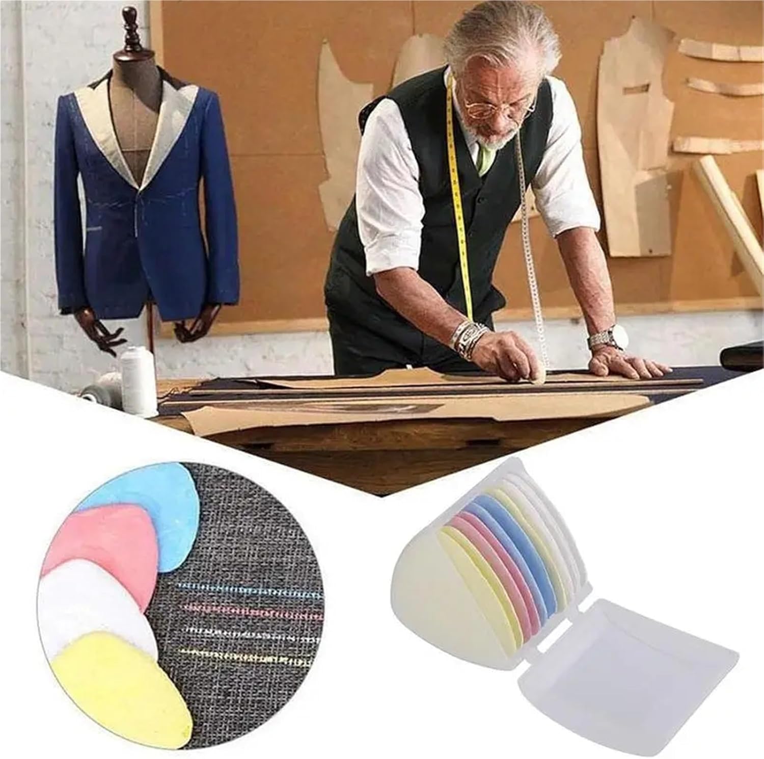 Clothing Pattern DIY Tool Set (15 Boxes): Colorful Erasable Tailor Chalk, Fabric Marker & Dressmakers’ Sewing Needlework Accessories(20pcs)