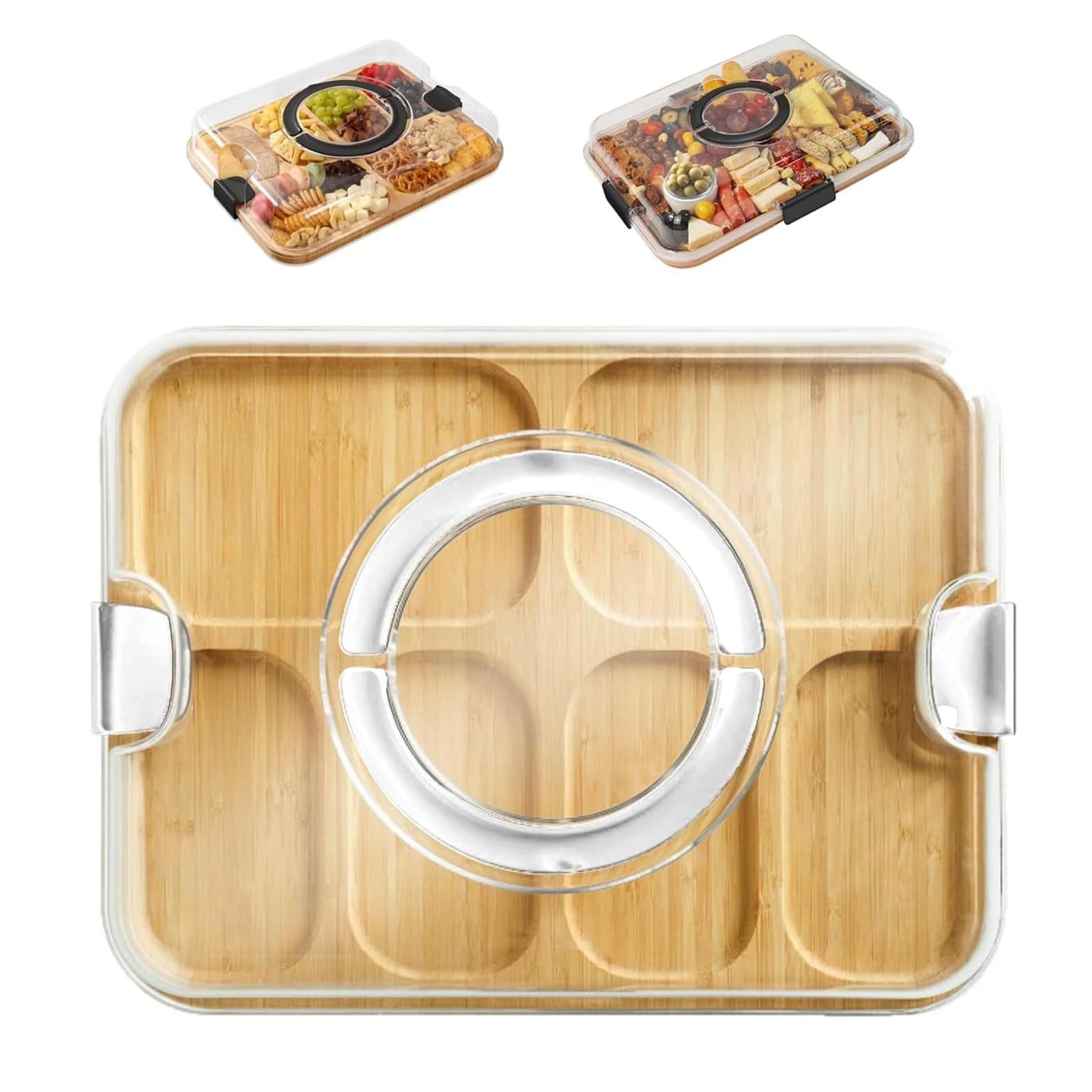 Planches à découper pour cuisine en bois avec plateau de service et rangement