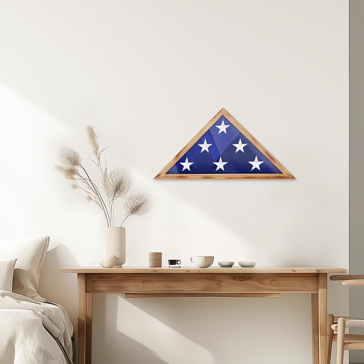 ASmileIndeep Flag Display Case for 4' x 6' Folded American Thin Flag,Flag Shadow Box with HD Tempered Glass and Wall Mount for Veteran - Burnt Color