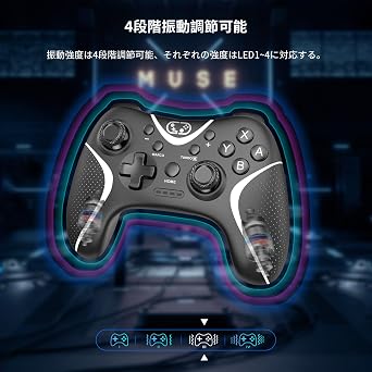 Switch Controller 2024 Upgrade Sungale Switch Procon Automatic rapid fire/rapid fire hold Back button Macro function Bluetooth 5.0 connection 6-axis gyro sensor 10 hours continuous use Continuous fire con Switch/PC/iOS13.0+/Android compatible With Japanese instruction manual Black+ White