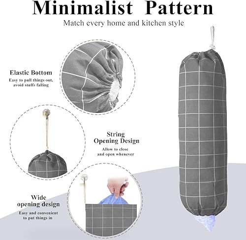 Miniatura 2 de TOGETRUE Soporte para bolsas de plástico, dispensador organizador de bolsas de plástico para montaje en pared, soporte de almacenamiento de bolsas