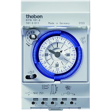 Theben 0260833 Timer 26 Safety-Plus I Analoge tijdschakelaar I Analoge Timer I met dagprogramma I verhoogde aanraakbeveiliging I 230 V AC