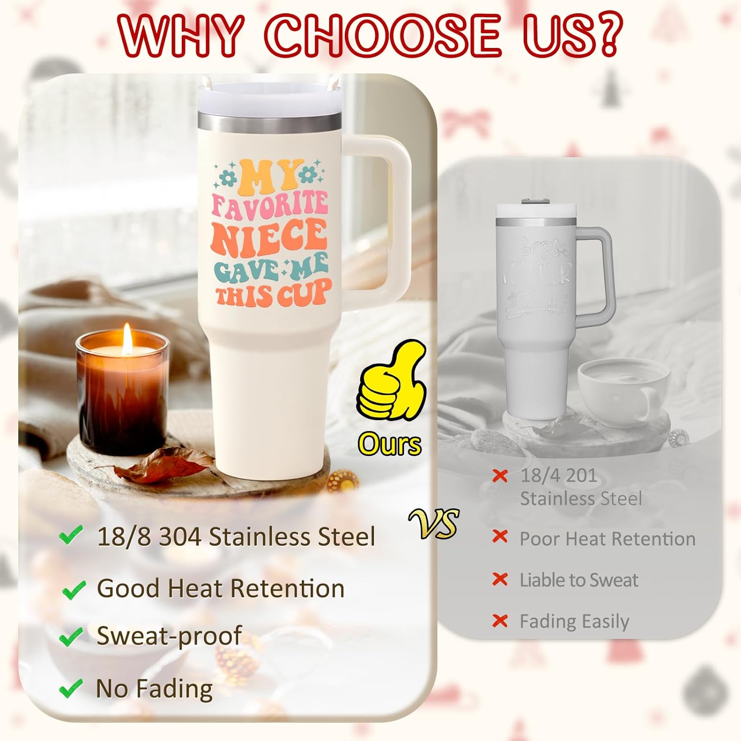 LiqCool Aunt Gifts from Niece, 40 Oz Aunt Tumbler - My Favorite Niece Gave Me This Cup, Best Aunt Christmas Gifts, Unique Gifts for Aunt Birthday Thanksgiving Christmas Mothers Day(Cream) - Image 3