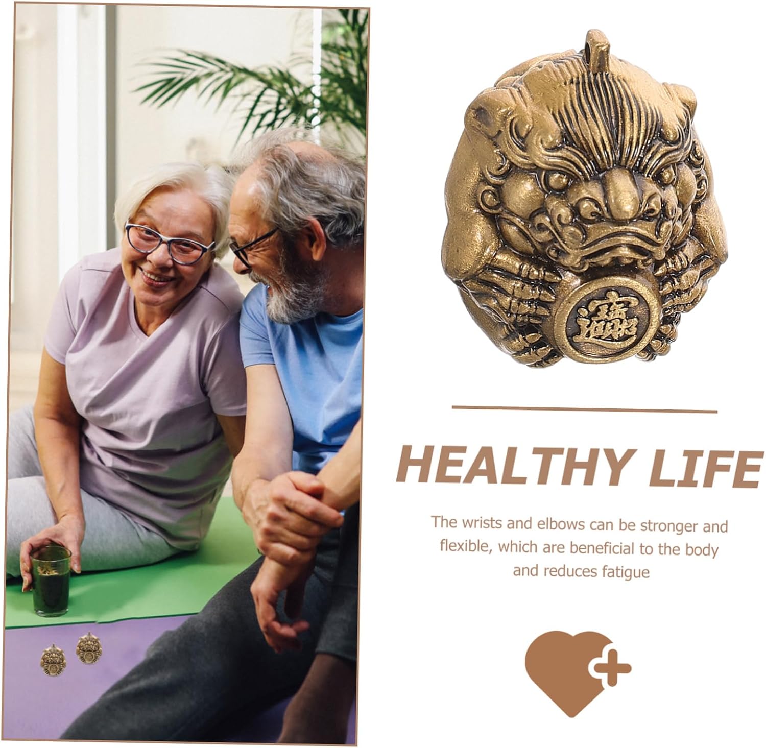 Brass Chiming Health Balls Hand Exercise Balls for Adults Therapy Pi Yao Symbol