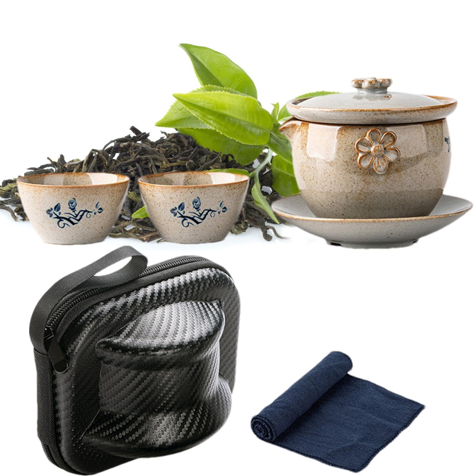 Juego de té japonés antiescaldaduras con tazas antideslizantes de cristalería