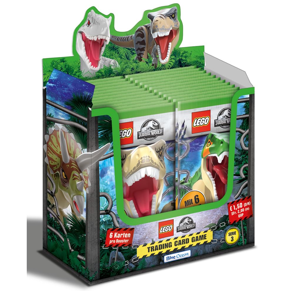 Bundle mit Blue Ocean LEGO Jurassic World - Serie 3 Trading Cards - 1 Starter + 1 Display (36 Booster) + Exklusive Collect-it Hüllen
