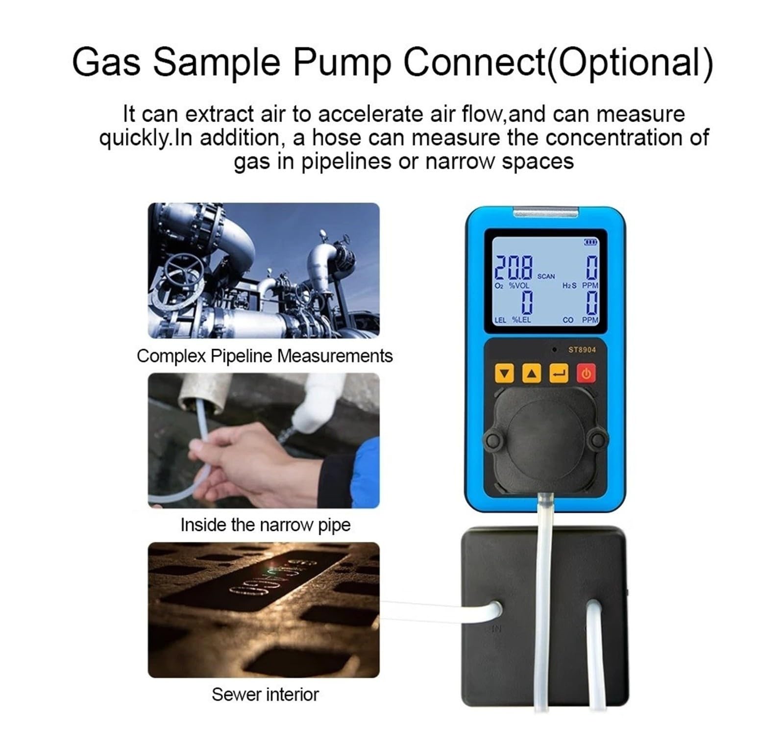 ST8904 Tragbarer Gasdetektor 4 Gasmonitor for Arbeit, Zuhause