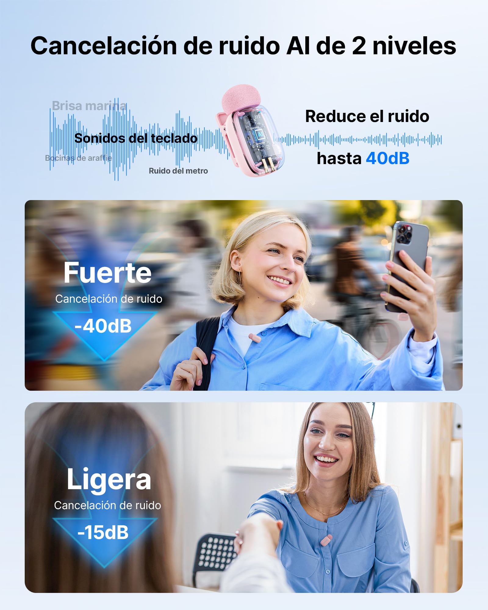 BOYA Mini 2 Micro Cravate sans Fil pour iPhone & Android, USB-C, Rose