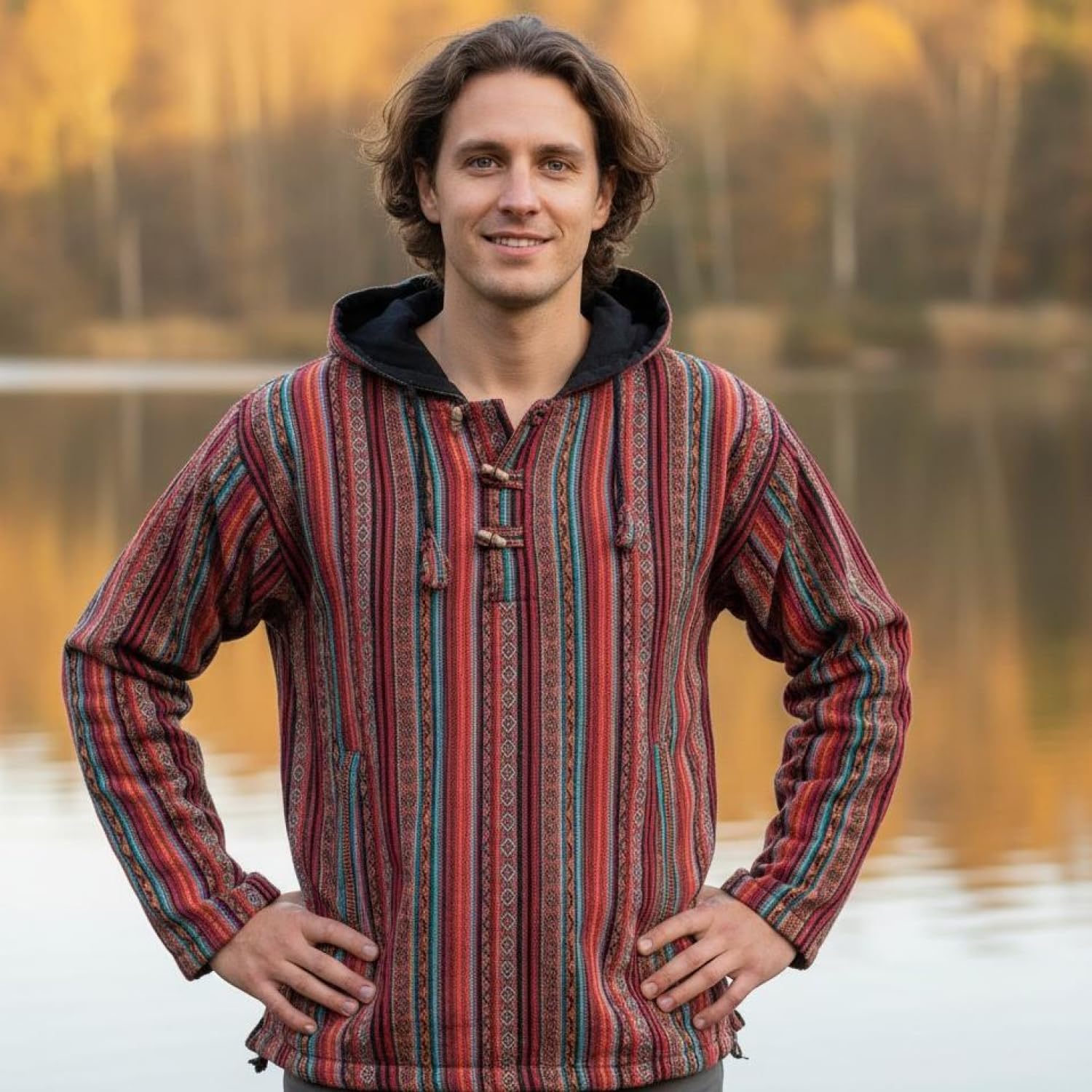 Guru-Shop, Goa Hoodie, Baja Felpa con Cappuccio, Dicotone, Felpe e Felpe con Cappuccio