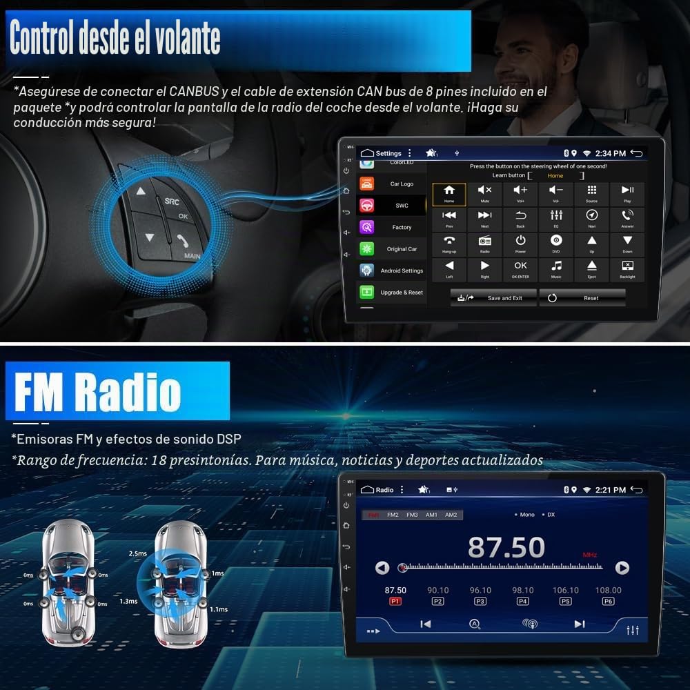 【2+64G】 Android 16 Autoradio con navi para Citroen Berlingo 2018-2020-Incorporado CarPlay/Android Auto/GPS-IPS 2.5D 10.1" Pantalla-Dab/Bluetooth 5.0/Control del Volante/USB/WiFi/MirrorLink/4G