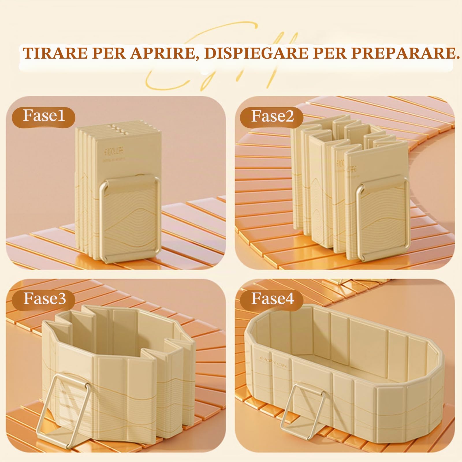 Vasca da bagno pieghevole per adulti con coperchio, design isolante portatile, vasca pieghevole profonda, include cuscino per seduta e tubo di scarico, 1,5 metri, arancione/oro