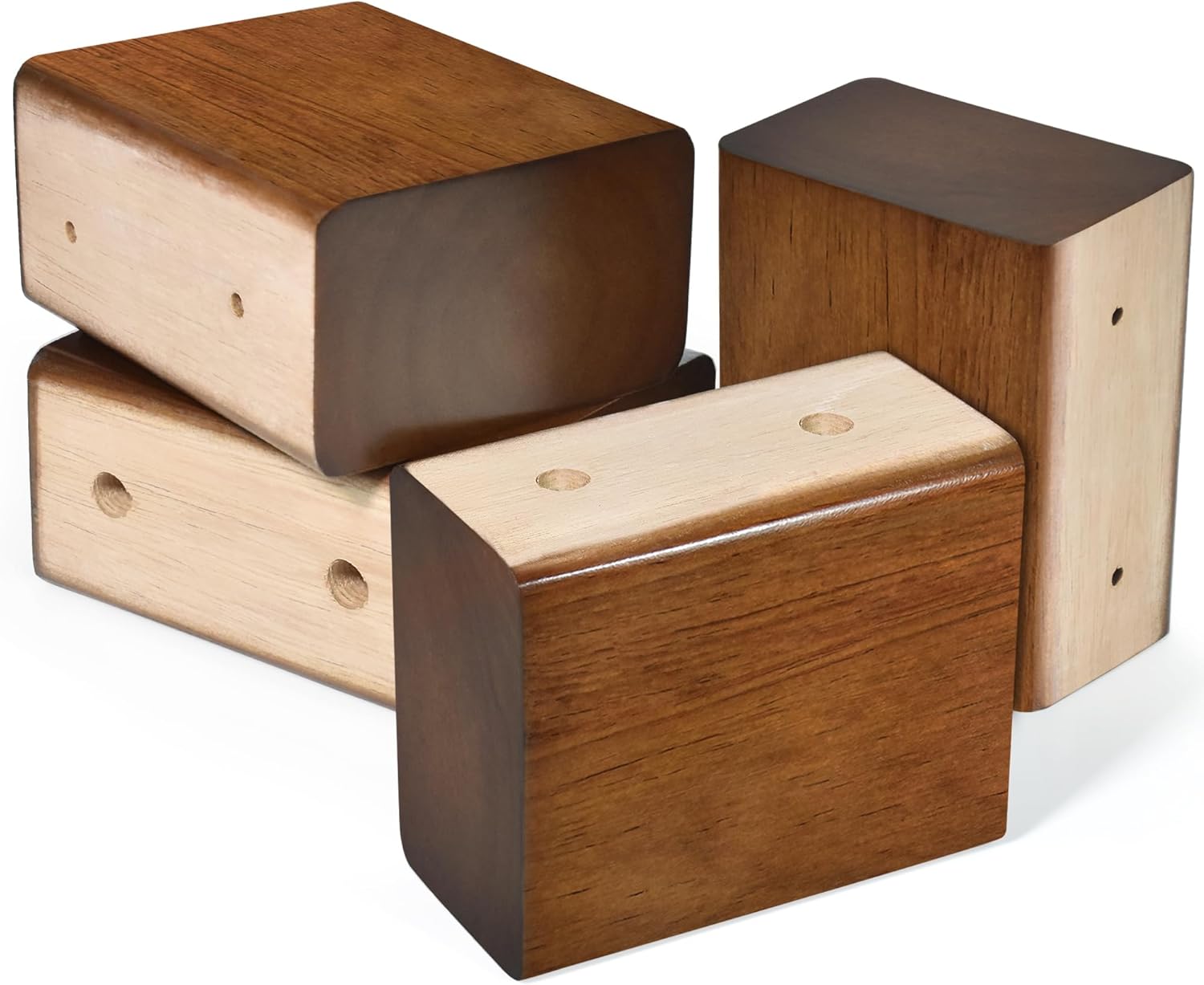 Sopicoz Wood Bed Risers (Brown, 4 inch)