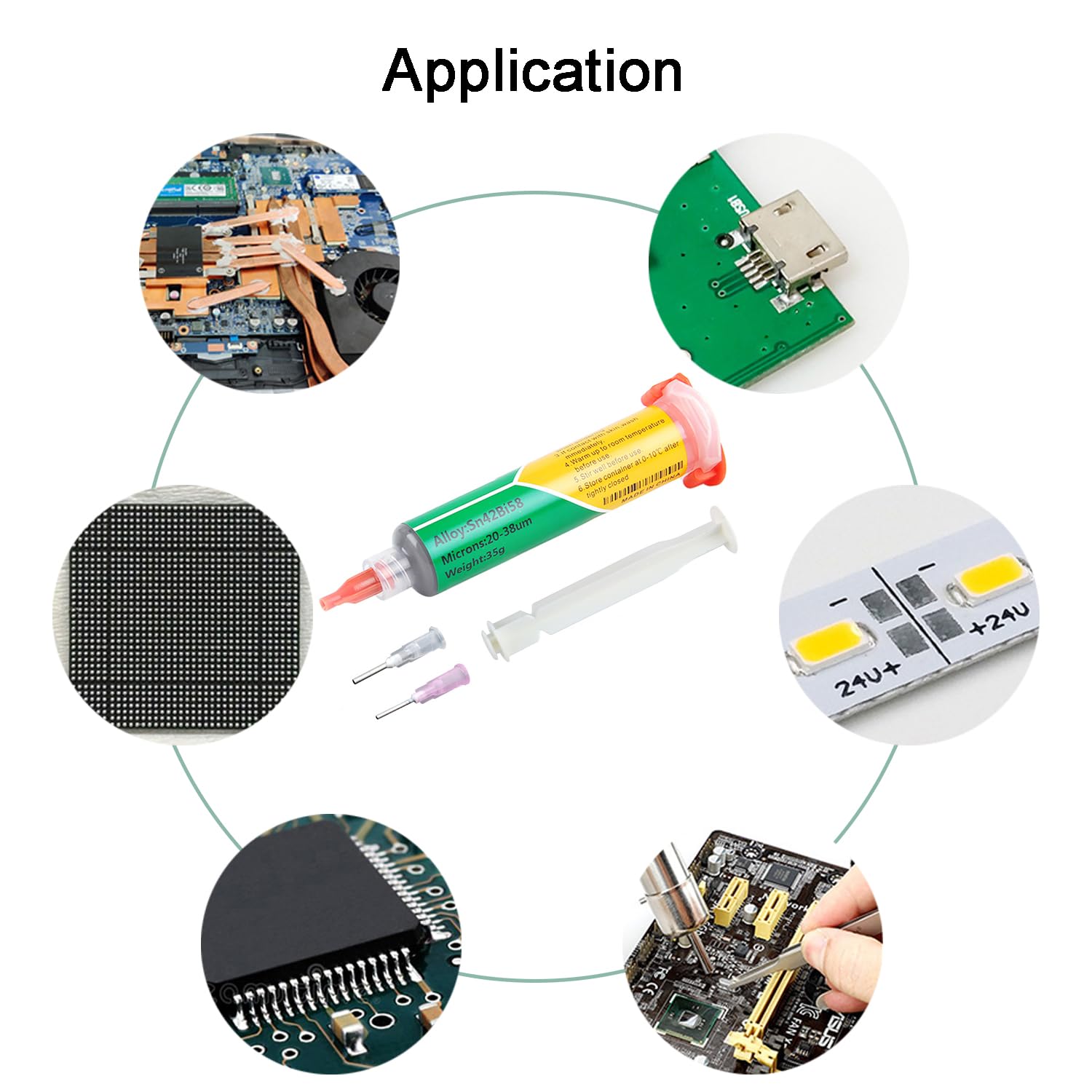Pasta di Stagnatura a Siringa (35 g), 138 °C Pasta Saldante Stagno, 2 Strumento di erogazione, Senza Piombo Flussi, per PCB SMD BGA PGA