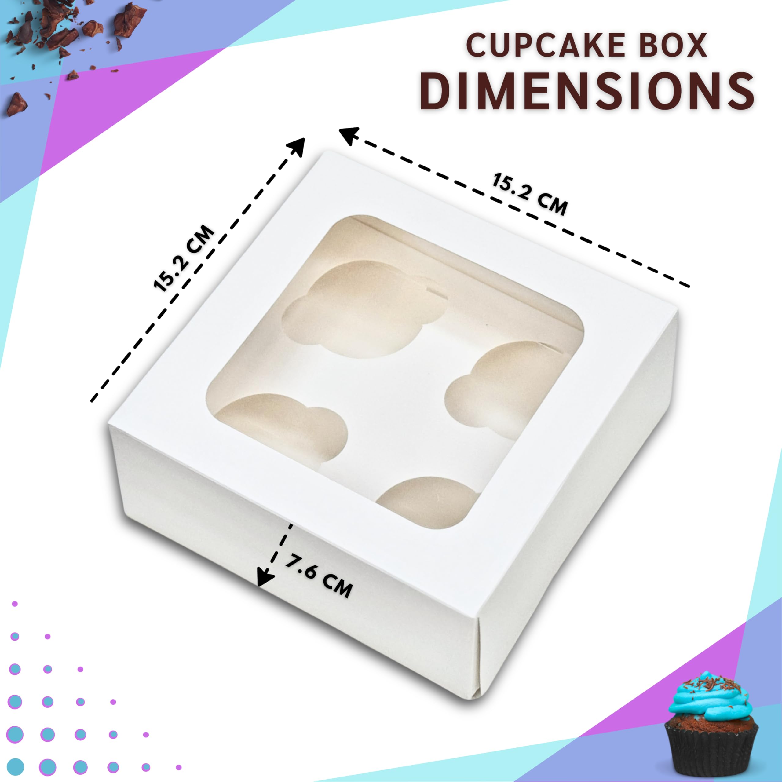 Pack N Trade 25 Scatole Per Cupcake 6 Fori Con Finestra - 24x16x7,5 Cm, Ideali Per Muffin E Pasticcini - 4