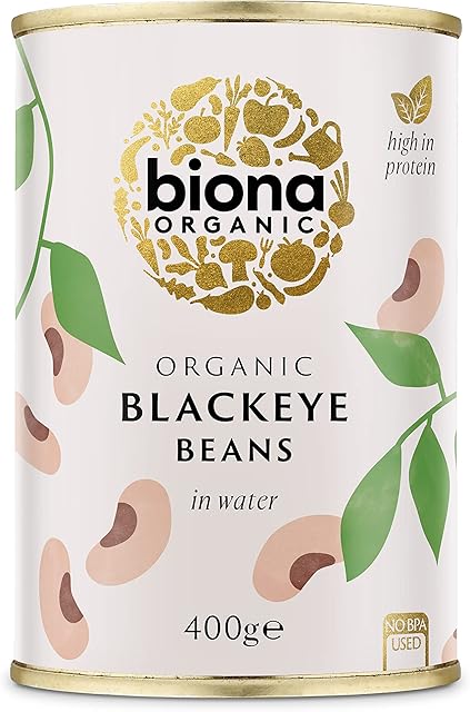Biona Organic Blackeye Beans in Water, 400g,Package may vary
