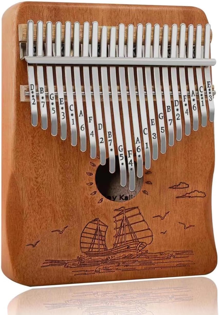 Kalimba Thumb Piano 21 Keys, Portable Mbira Finger Piano Gifts for Kids and Adults Beginners,Finger Thumb Piano with Tune Hammer and Study Instruction (21 Keys)