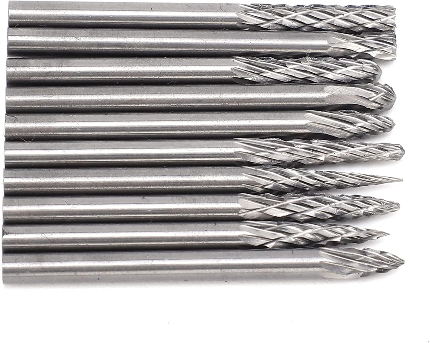 10Pcs Tungsten Steel Grinding Head, Double Groove Milling Drill Bit Cutter, Rotary File 3x3mm for Woodworking, Cemented Carbide Engraving Tool with High Hardness and Anti - Corrosi
