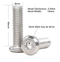 Vista 63 de binifiMux 10 unids M6 x 1.575 in tapa plana Allen pernos remaches tornillos de conexión para muebles 304 acero inoxidable