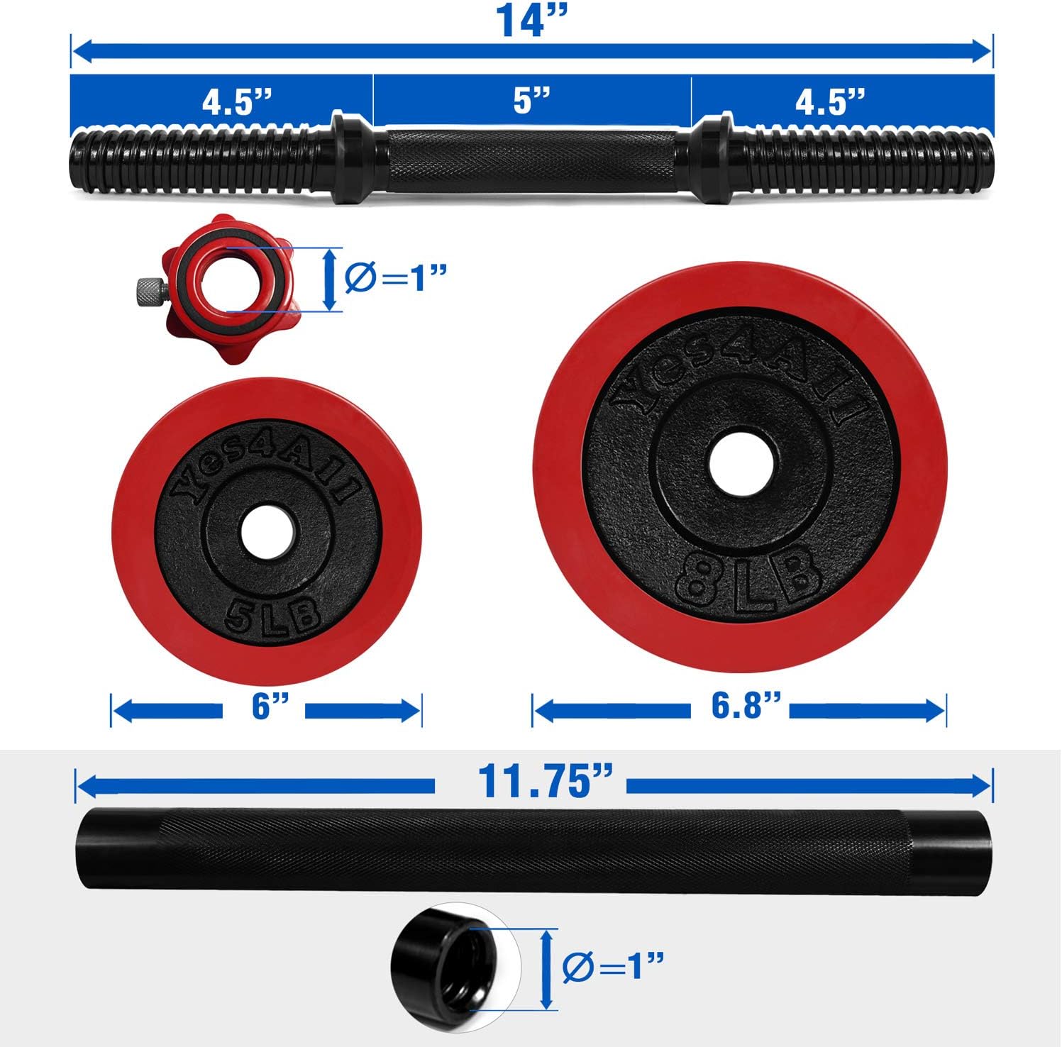 Yes4All Adjustable Dumbbells - 60 lb Dumbbell Weights with Protective Silicone Sleeves and Dumbbell Connector