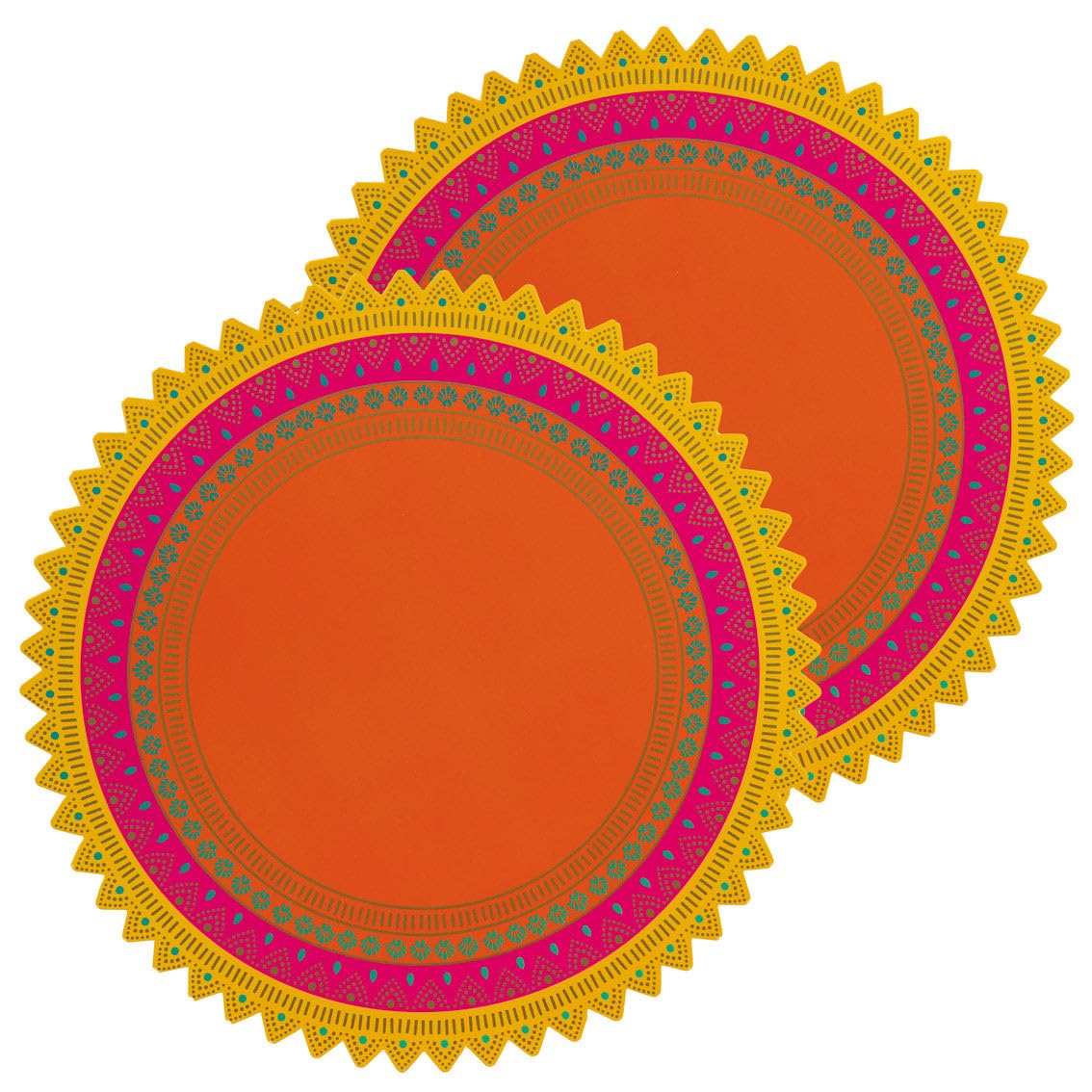 Talking Tables 2X Diwali Plates - Large Serving Platters, Mandala/Henna/Rangoli Wipe Clean Reusable Platters for Diwali Decorations, Eid & Bollywood Party | Set of 2