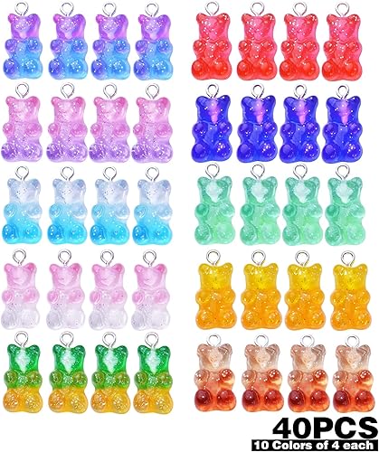 Miniatura 9 de Dijes coloridos de resina gomosa de oso colgantes de caramelo gomoso encantos de oso para hacer joyas, accesorio de búsqueda para bricolaje, collar,