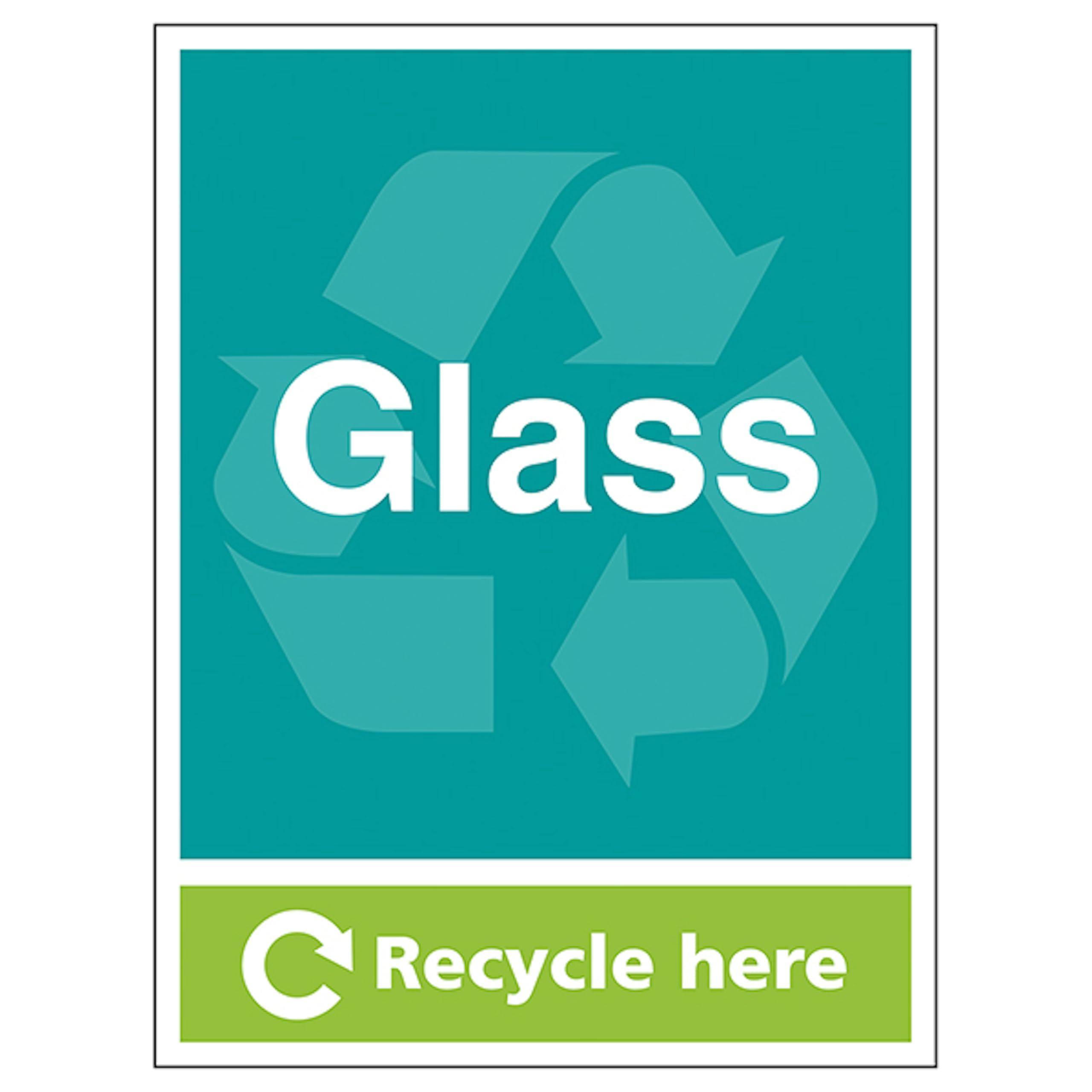 V Safety Glass Recycle Here - Portrait 300 x 400mm - 1mm Rigid Plastic Safety Sign
