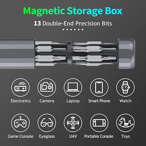 Miniatura 2 de Juego de destornilladores de precisión 27 en 1, mini juego de destornilladores con 26 puntas de acero de aleación S2 resistentes, destornillador