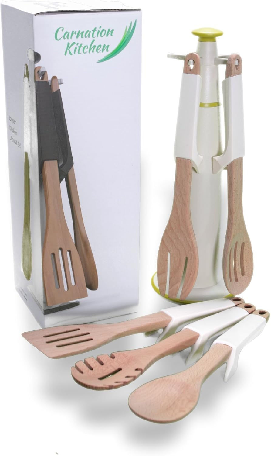 Carnation Kitchen 5 Piece Kitchen Utensil Set with Stand, Includes