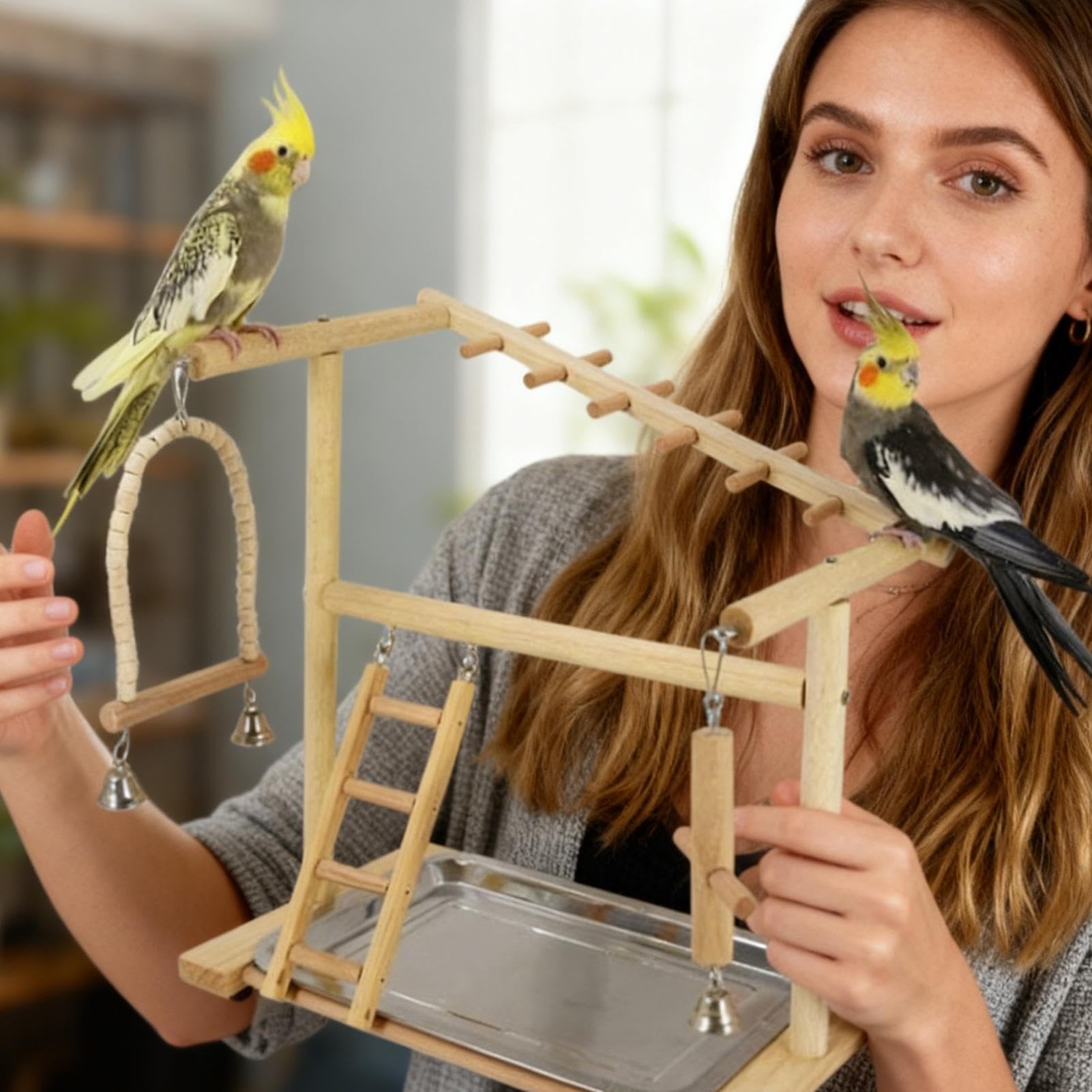 Perchoir À Oiseaux Balançoires et Échelles en Bois pour Grimper