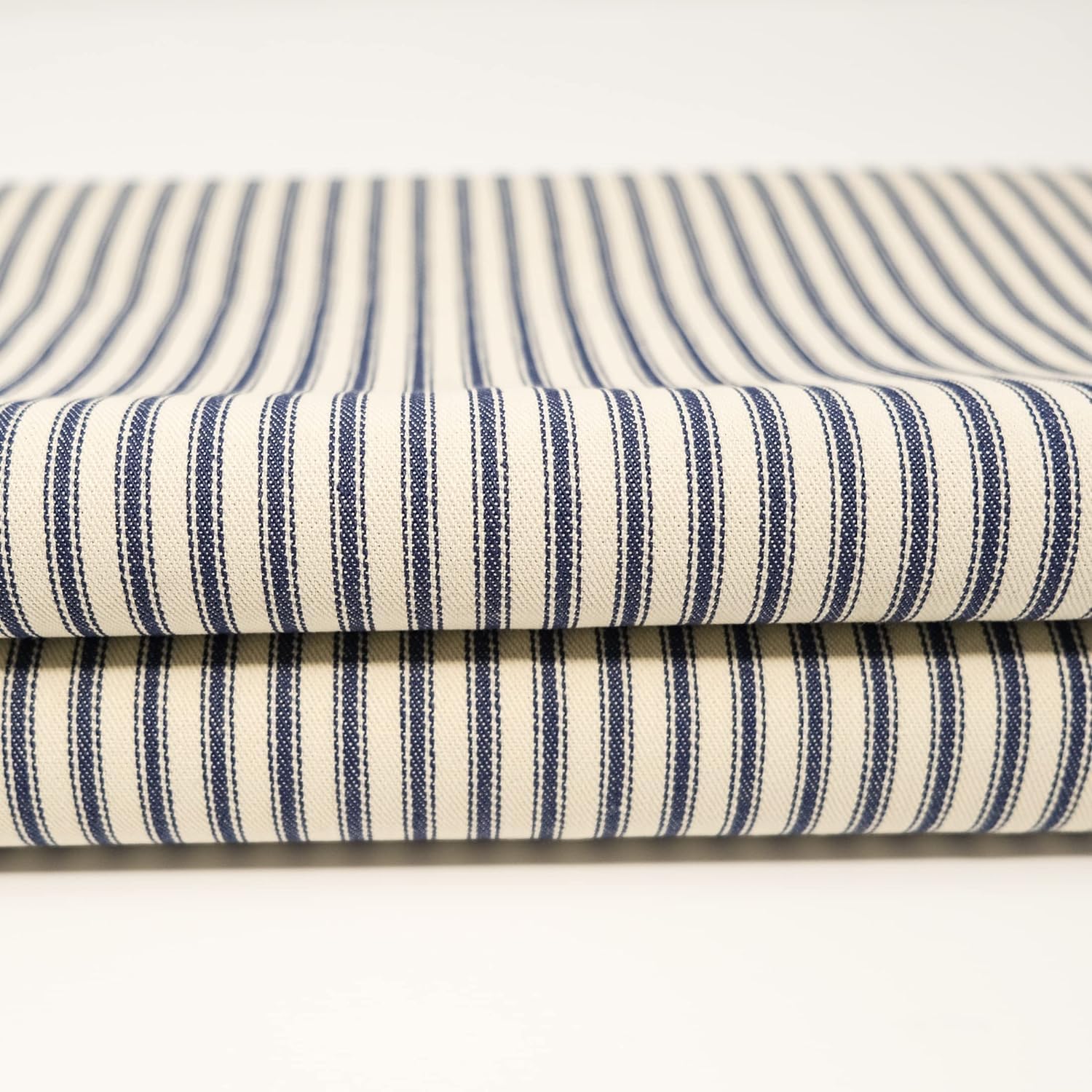 ROC-lon 44/45" 100% Cotton Woven Ticking, 15 Yard Bolt, Stripe Navy