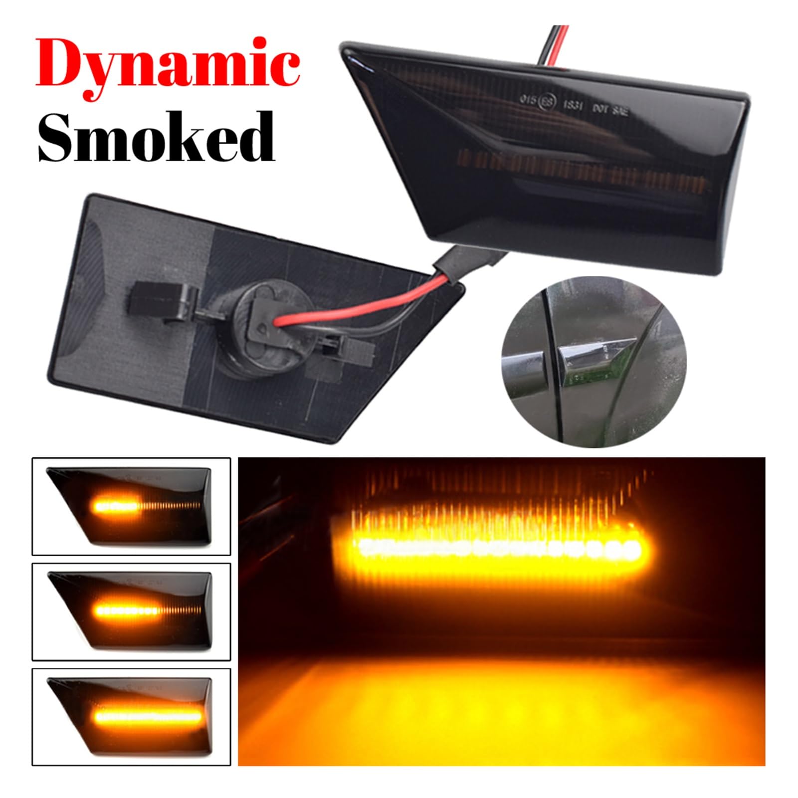 2 uds intermitente secuencial indicador lateral luz intermitente dinámico 93192381 93192382 for Opel Vectra C for Ignum 2003-2008(Dynamic Smoked Black)