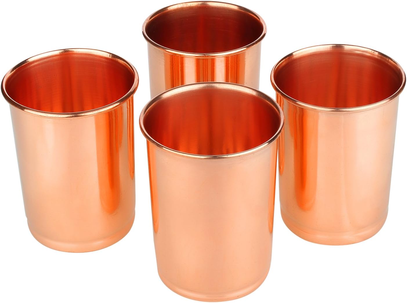 Zap Impex ® Receptacle Copper Glass 100% Pure Copper Tumbler Ayurvedic Healing Set of 4