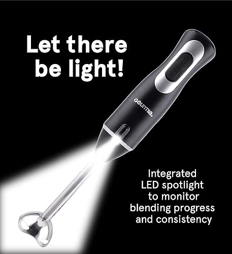 Miniatura 2 de Gourmia GHB2360 Batidora de mano de inmersión con iluminación de 12 velocidades con modo Turbo  Cómodo mango ergonómico  Accesorio de batidor