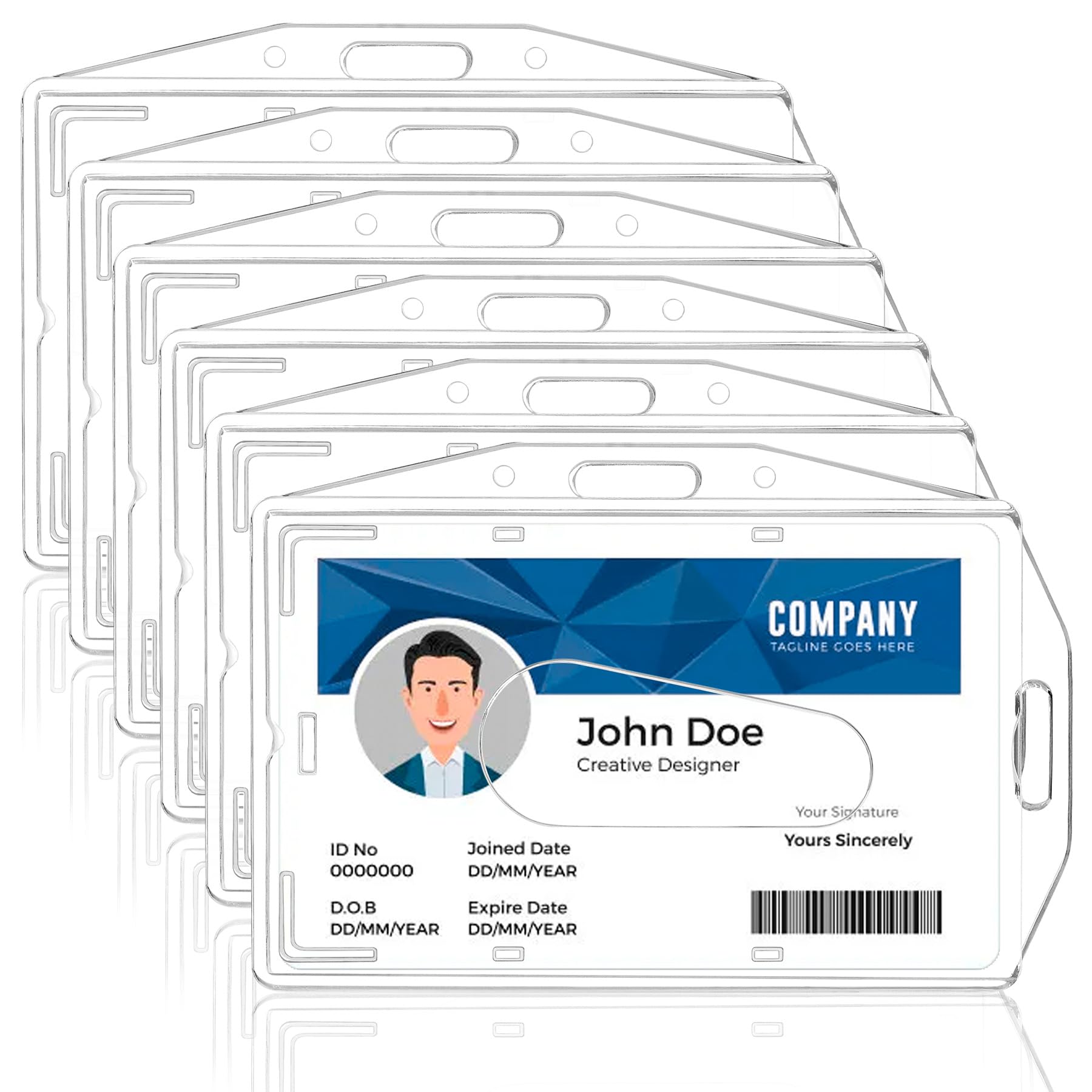 Portabadge Trasparenti 3 Pezzi - Porta Carte Di Credito E ID Con Fessura Per Pollice, Per Ufficio E Scuola - Foto 6