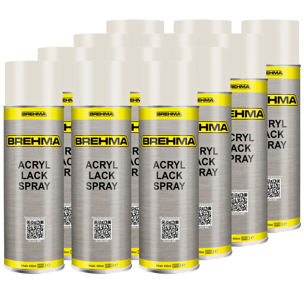 12x Acryl Lackspray Ral 9010 Reinweis matt Lack Farbe Sprühfarbe 400ml