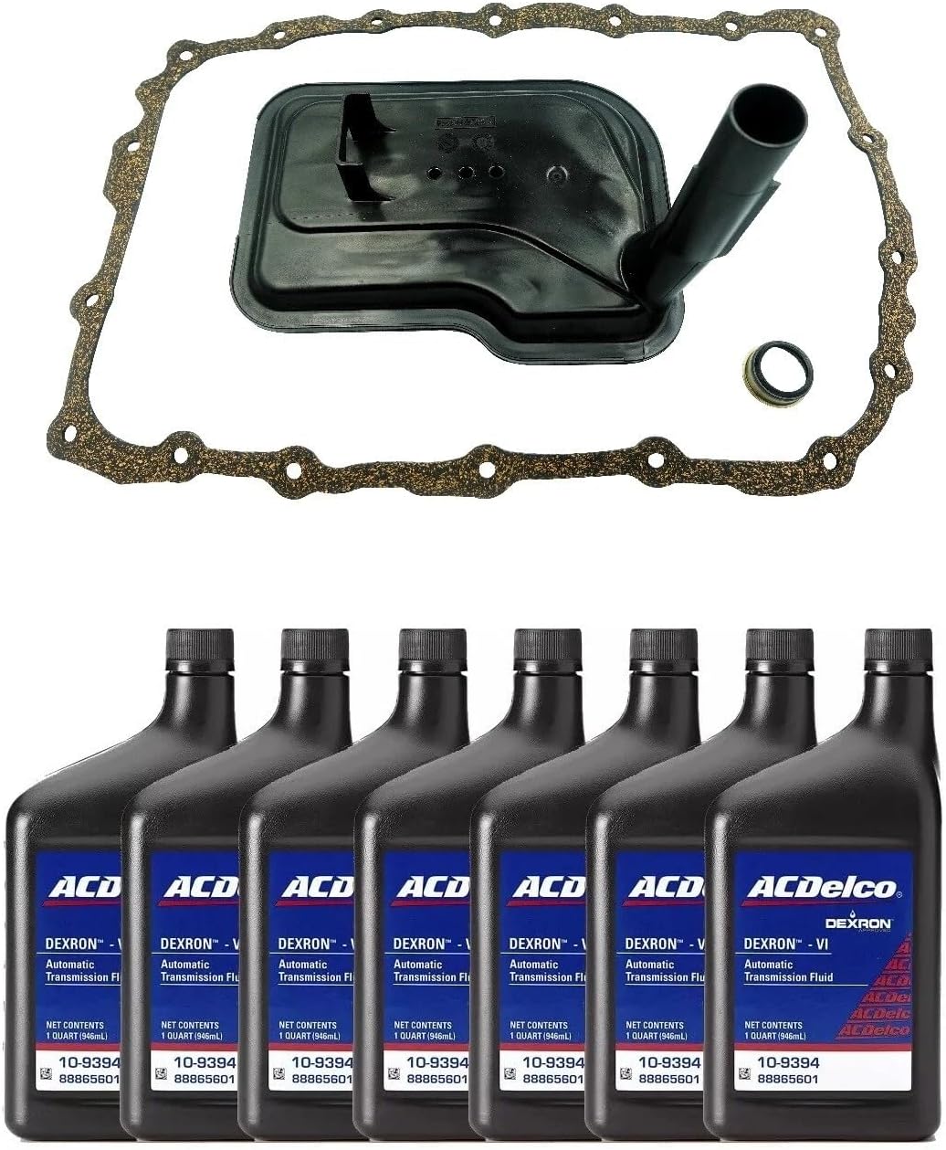 6L80 Heavy-Duty 6-Speed Transmission Service Kit with cork rubber gasket and fluid with 4.73" Neck, Inlet Length 2.5", Tab Spacer Height 1.267" for 2006-21 | Replaces 24236933 24224781 (7)10-9394