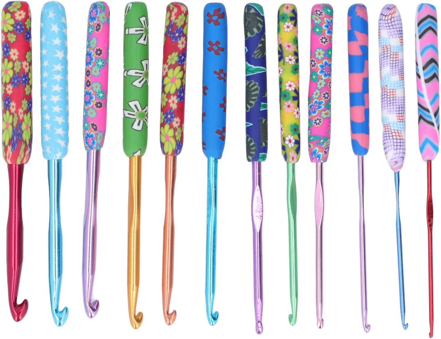 12Pcs Crochet Hook Set, Premium Aluminum and TPR Ergonomic Crochet Hooks with Color - Coded Sizes, Smooth Glossy Tips for Yarn Crafting, Ideal for Beginners and Experts Making Blan