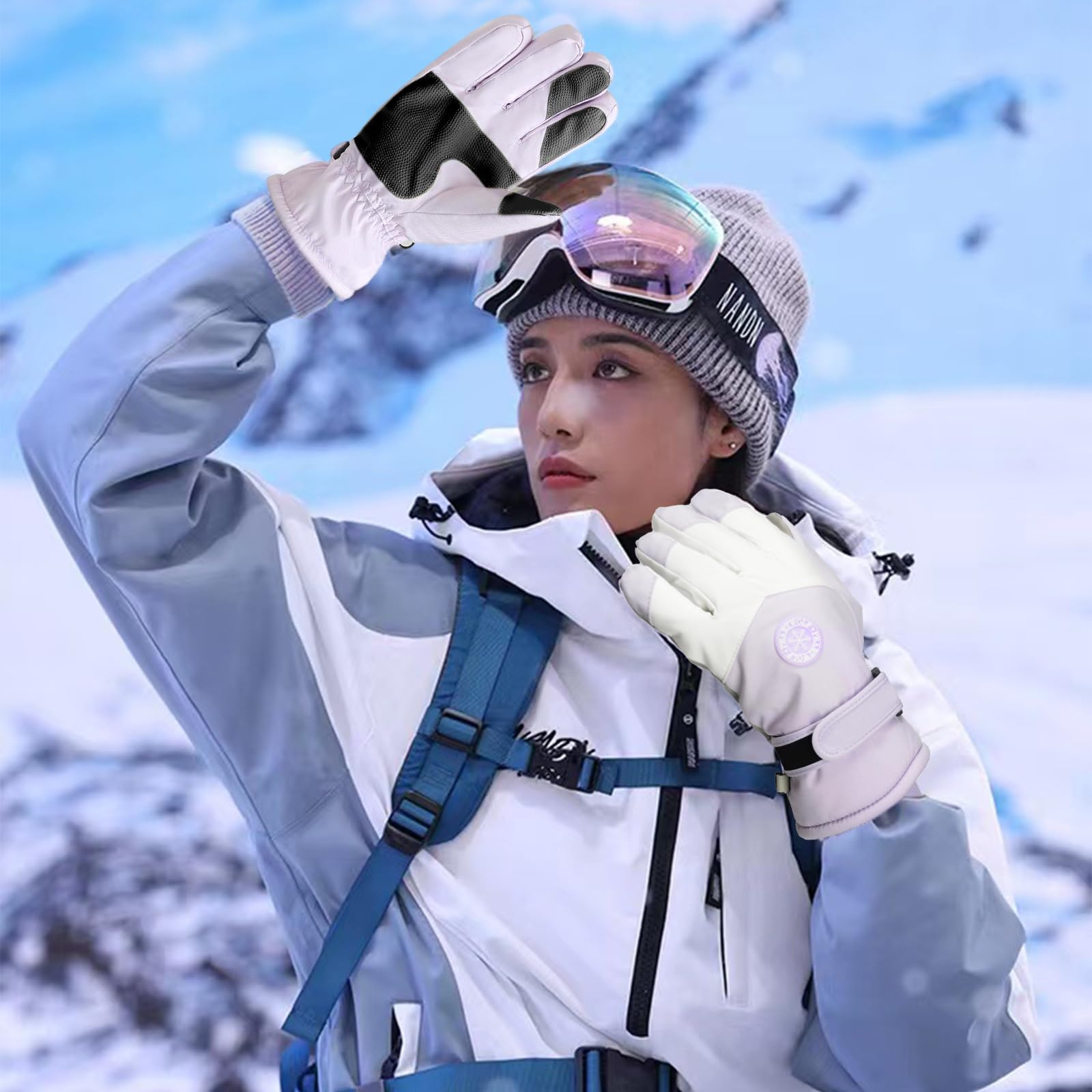 GEEKEO Guantes Térmicos Impermeables Antideslizantes a Prueba de Viento con Pantalla Táctil para Esquí y Nieve